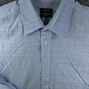 Gitman Bros For Fashion Post Louisville Blue White Plaid 16.5 34 Button Up Shirt